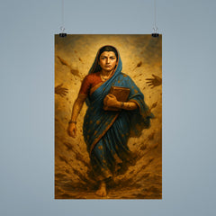 Savitribai Phule walking to school through thrown mud poster 9