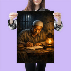 Sayyid Qutb in prison writing by dim light poster 3