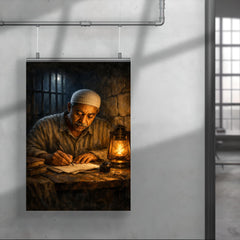 Sayyid Qutb in prison writing by dim light poster 4