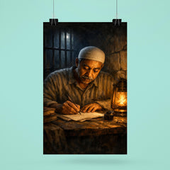 Sayyid Qutb in prison writing by dim light poster 6