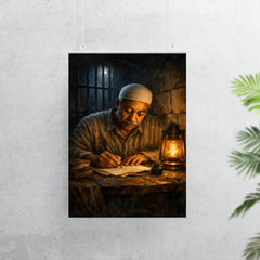 Sayyid Qutb in prison writing by dim light poster 7