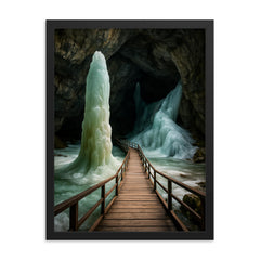 Scarisoara Ice Cave Romania framed print on a plain backdrop in size 18"x24".