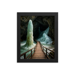 Scarisoara Ice Cave Romania framed print on a plain backdrop in size 8"x10".