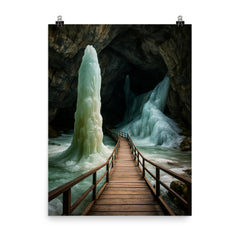 Scarisoara Ice Cave Romania poster on a plain backdrop in size 8"x10".
