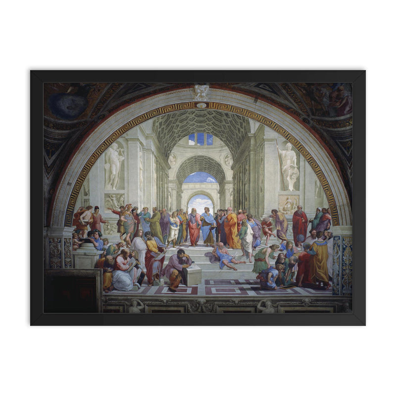 School of Athens by Raphael framed print on a plain backdrop in size 18