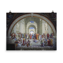 School of Athens by Raphael poster on a plain backdrop in size 8"x10".