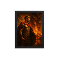 Scipio Africanus before burning Carthaginian horizon framed print on a plain backdrop in size 12"x16".