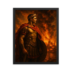 Scipio Africanus before burning Carthaginian horizon framed print on a plain backdrop in size 16"x20".