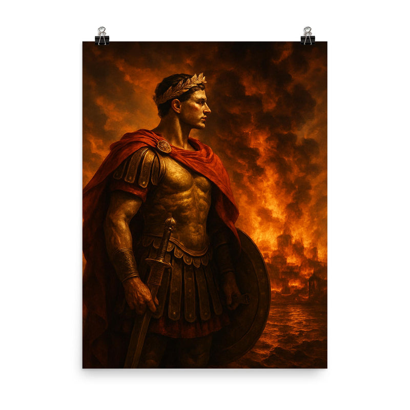 Scipio Africanus before burning Carthaginian horizon poster on a plain backdrop in size 8