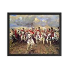 Scotland Forever! by Elizabeth Thompson, 1881 framed print on a plain backdrop in size 16"x20".