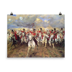 Scotland Forever! by Elizabeth Thompson, 1881 poster on a plain backdrop in size 8"x10".