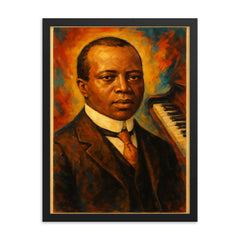 Scott Joplin framed print on a plain backdrop in size 18"x24".