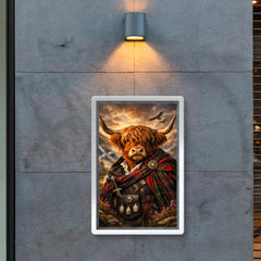 Scottish Highland cow in Jacobite tartan poster 2