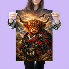 Scottish Highland cow in Jacobite tartan poster 3