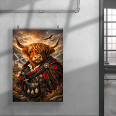 Scottish Highland cow in Jacobite tartan poster 4