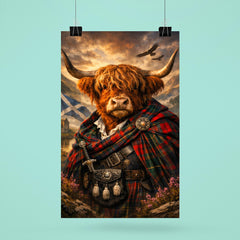 Scottish Highland cow in Jacobite tartan poster 6