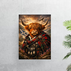Scottish Highland cow in Jacobite tartan poster 7