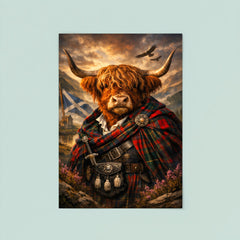 Scottish Highland cow in Jacobite tartan poster 8