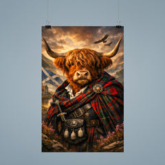 Scottish Highland cow in Jacobite tartan poster 9