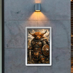 Scottish Highland cow laird in tartan armor poster 2