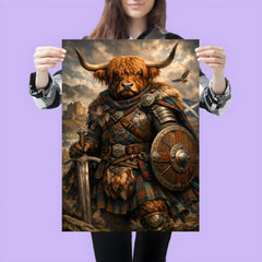 Scottish Highland cow laird in tartan armor poster 3