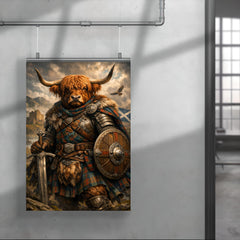 Scottish Highland cow laird in tartan armor poster 4