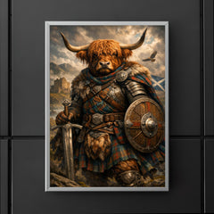 Scottish Highland cow laird in tartan armor poster 5