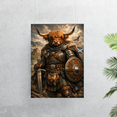 Scottish Highland cow laird in tartan armor poster 7