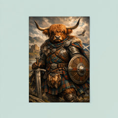 Scottish Highland cow laird in tartan armor poster 8