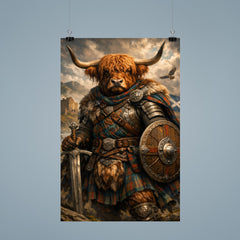 Scottish Highland cow laird in tartan armor poster 9