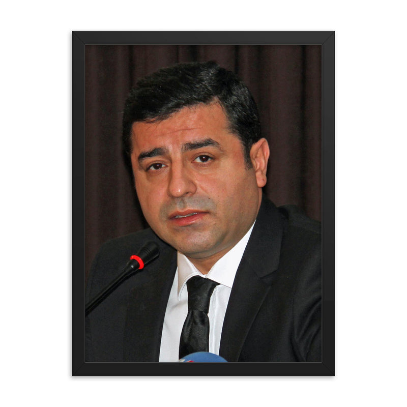 Selahattin Demirtas framed print on a plain backdrop in size 18