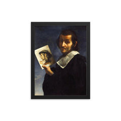 Self-Portarit by Carlo Dolci framed print on a plain backdrop in size 12"x16".