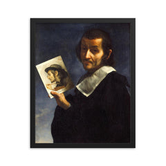 Self-Portarit by Carlo Dolci framed print on a plain backdrop in size 16"x20".