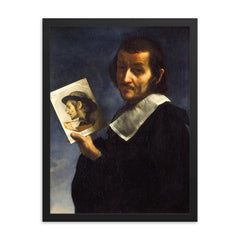 Self-Portarit by Carlo Dolci framed print on a plain backdrop in size 18"x24".