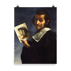 Self-Portarit by Carlo Dolci poster on a plain backdrop in size 8"x10".