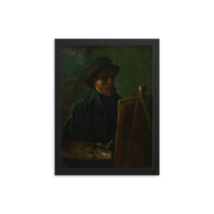 Self-Portrait as a Painter by Vincent van Gogh, 1886 framed print on a plain backdrop in size 12"x16".