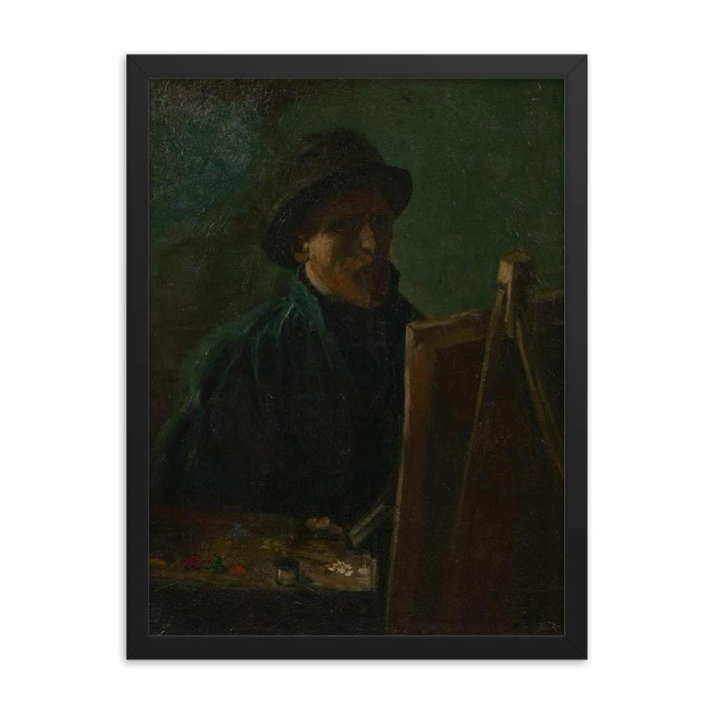 Self-Portrait as a Painter by Vincent van Gogh, 1886 framed print on a plain backdrop in size 18