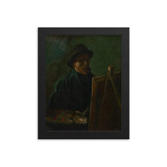 Self-Portrait as a Painter by Vincent van Gogh, 1886 framed print on a plain backdrop in size 8"x10".