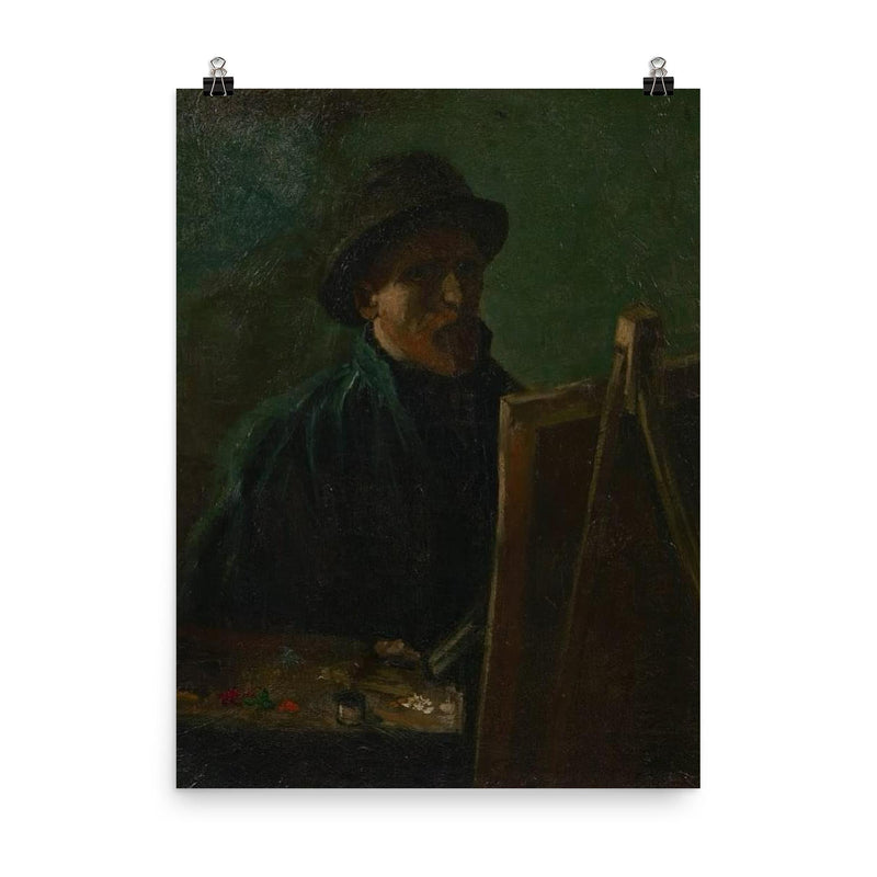 Self-Portrait as a Painter by Vincent van Gogh, 1886 poster on a plain backdrop in size 8