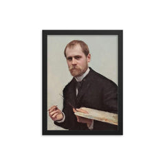 Self-Portrait by Émile Friant framed print on a plain backdrop in size 12"x16".