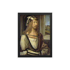 Self-Portrait by Albrecht Dürer, 1498, Museo del Prado, Madrid framed print on a plain backdrop in size 12"x16".