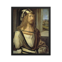 Self-Portrait by Albrecht Dürer, 1498, Museo del Prado, Madrid framed print on a plain backdrop in size 16"x20".