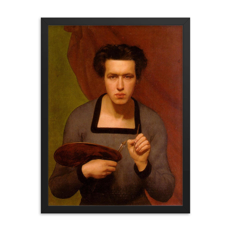 Self-Portrait by Anne-François-Louis Janmot, 1832 framed print on a plain backdrop in size 18