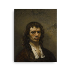 Self Portrait by Carel Fabritius canvas print on a plain backdrop in size 16"x20".