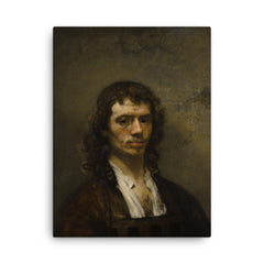 Self Portrait by Carel Fabritius canvas print on a plain backdrop in size 18"x24".