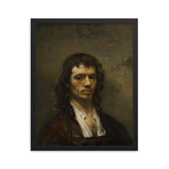 Self Portrait by Carel Fabritius framed print on a plain backdrop in size 16"x20".