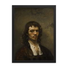 Self Portrait by Carel Fabritius framed print on a plain backdrop in size 18"x24".