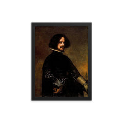 Self-Portrait by Diego Velázquez, 1643 framed print on a plain backdrop in size 12"x16".