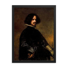 Self-Portrait by Diego Velázquez, 1643 framed print on a plain backdrop in size 18"x24".