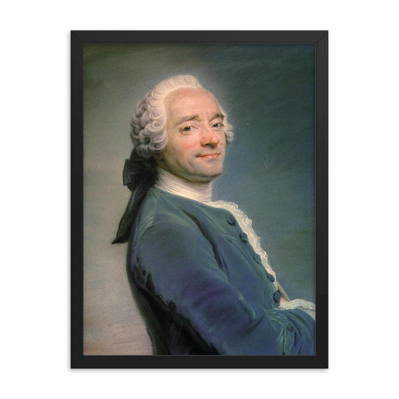 Self Portrait by Maurice Quentin La Tour framed print on a plain backdrop in size 18